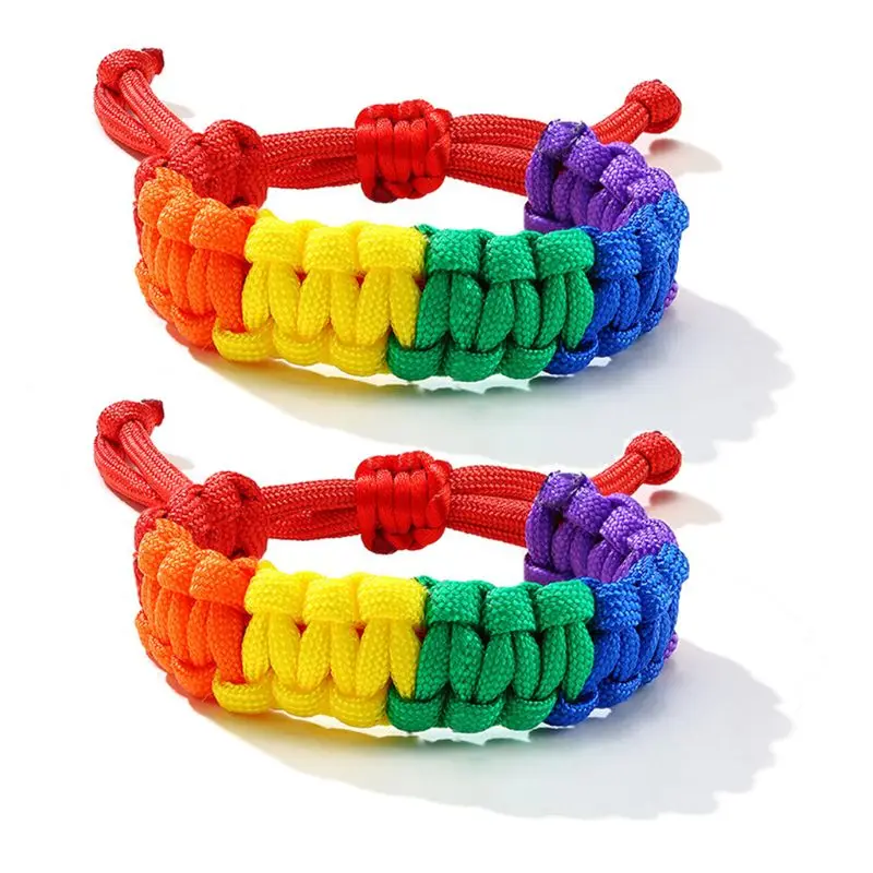 STOBOK arcobaleno lgbt orgoglio intrecciato braccialetto intrecciato gioielli fiero mano corda 2 pz
