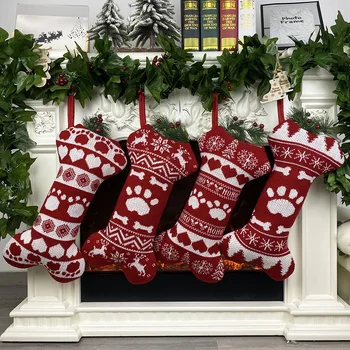 

Fireplace Tree Christmas Decoration Creative Knitted Christmas Stockings Christmas Tree Pendant Desktop Ornaments