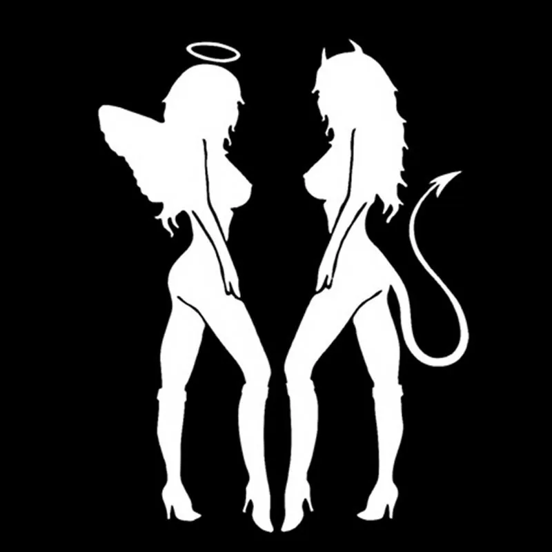 

Personality ANGEL DEVIL Sexy Girl Car Sticker and Decal Creativity Cover Scratches Waterproof Bumper Window Accessories PVC