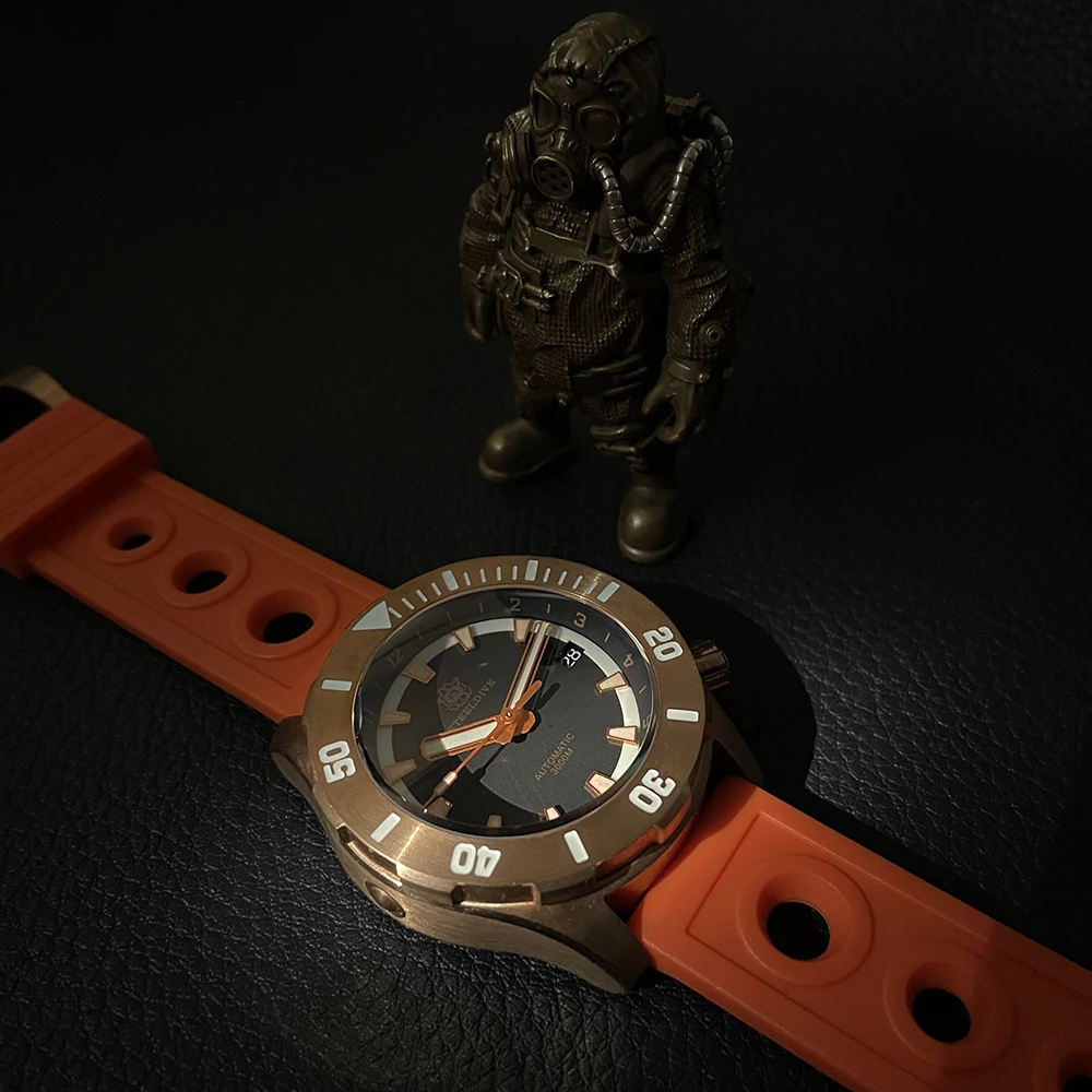 STEELDIVE Bronze Dive Watch 3000M Waterproof SD1950S Double Color Luminous NH35 Movement Bronze Bezel Automatic Mechanical Watch admt 300h 300ht2 3000ht3 portable groundwater detector golden rod can be measured 1 3000m water well tester wireless water finde