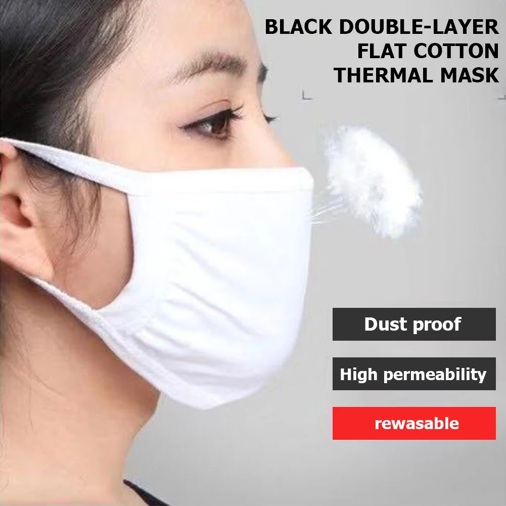 

1pc Cotton Two-layer Mouth Mask Dustproof Reusable Washable Mask Men Women Breathable Earloops Face Mask