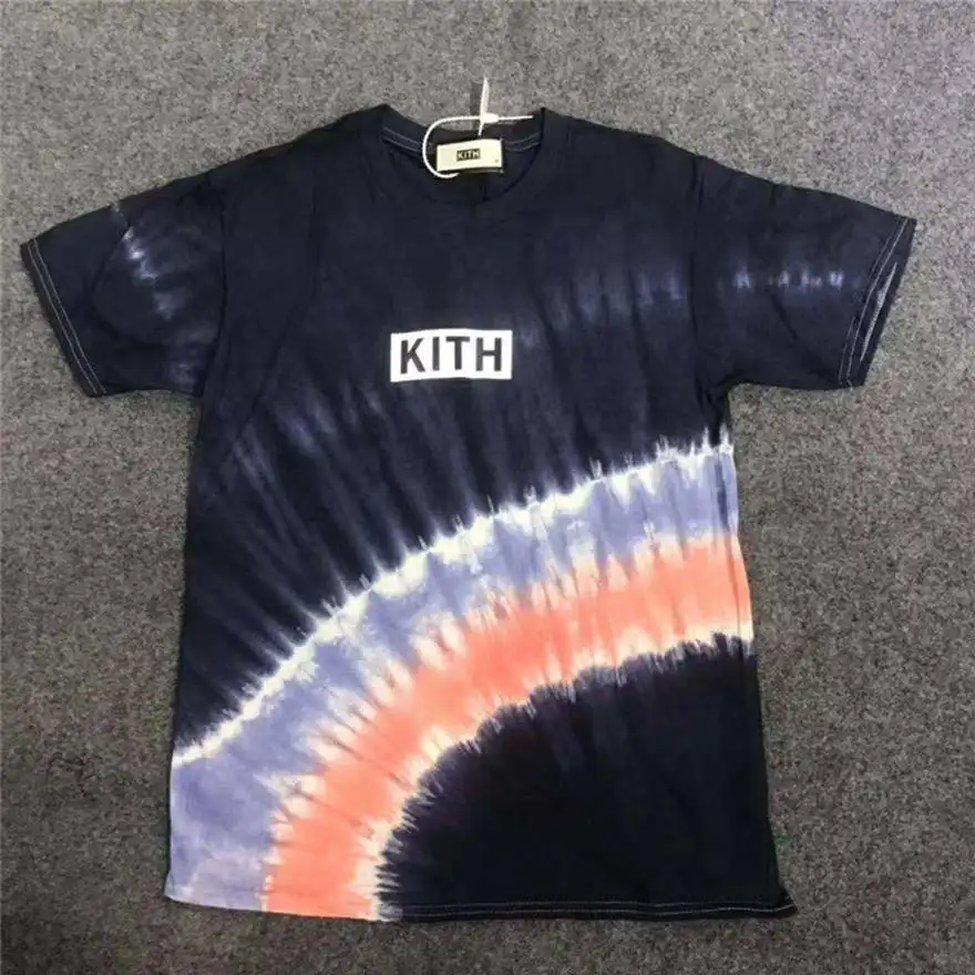 Футболка Tie dye KITH мужские высококачественные футболки 19FW для мужчин и женщин топы