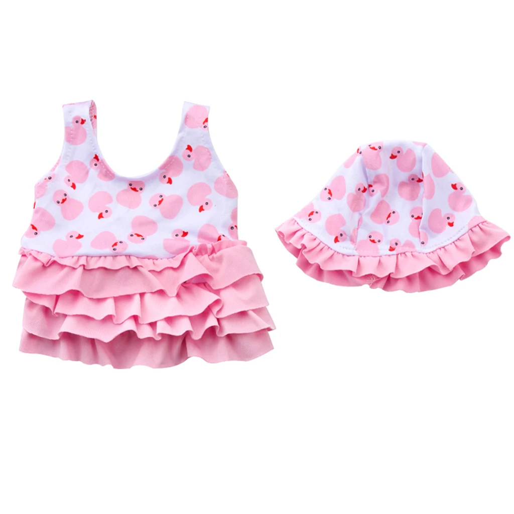 18inch American Doll Clothes Accessories - Swimsuit Dress Hat Outfits, Swiming Pool Dress Up Complete Look, 2 Colors for Choose