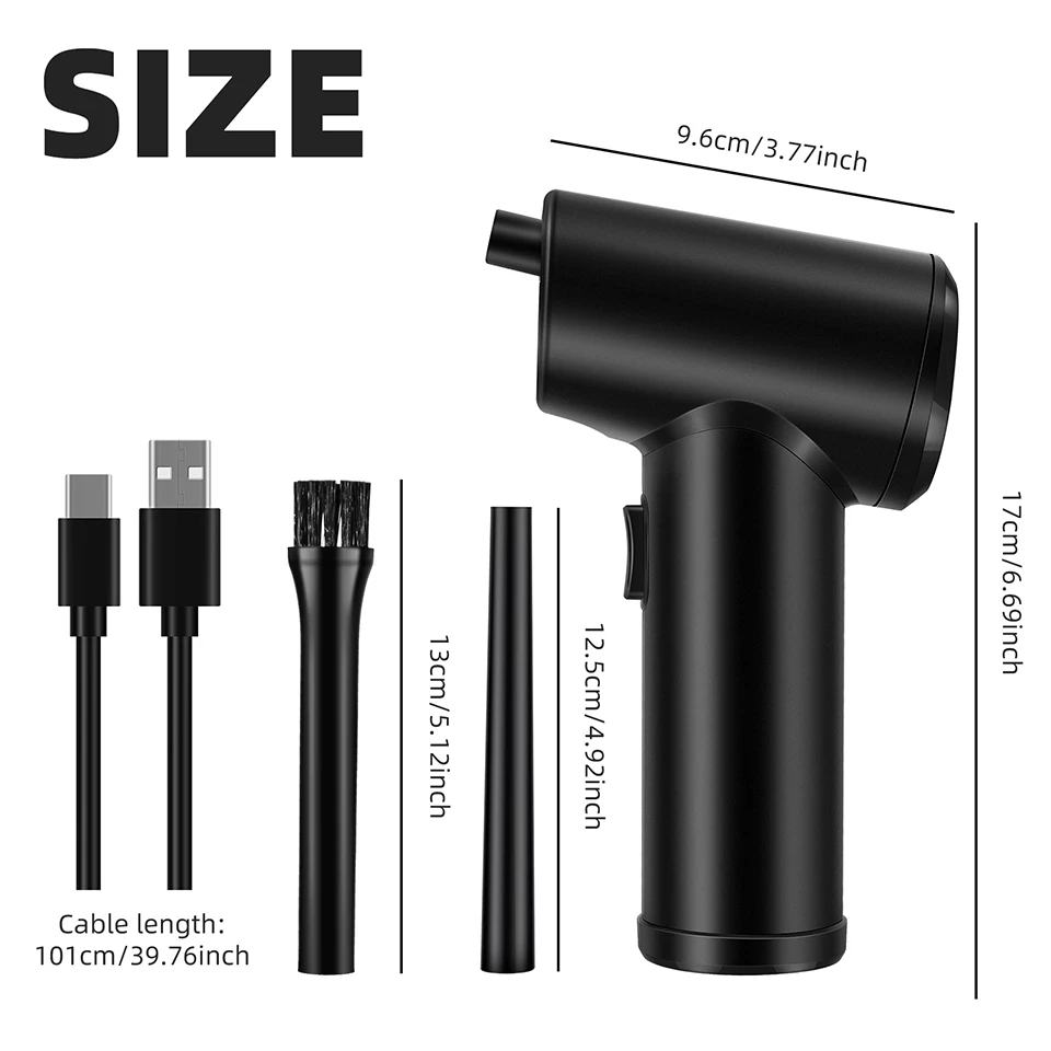 2 in 1 60W 7500mAh Cordless Compressed Air Duster Blower Electric Canned Air Spray Blower for Computer Keyboard Cleaning