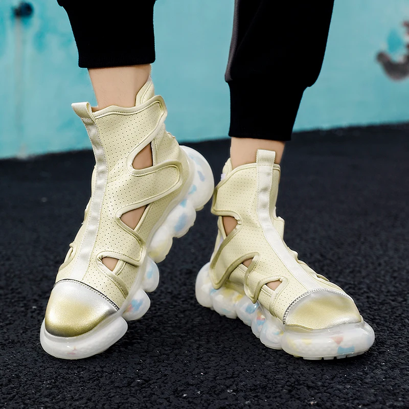 Fashion Men's Sandals Summer Soft Sandals High Quality Microfiber Leather Sandals Outdoor Antiskid Damping Men Roman Sandals