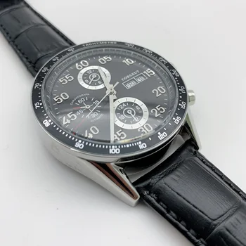 

Corgeut Men Watch Luxury TAG Automatic Mechanical Watch Black Leather Strap Military Week Date Watch Men 24-hour clock