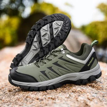 

Men Outdoor Hiking Shoes Men Leather Trekking Climbing Shoes Men Waterproof Non Slip Tactical Hiking Sneakers Plus Size 39-48
