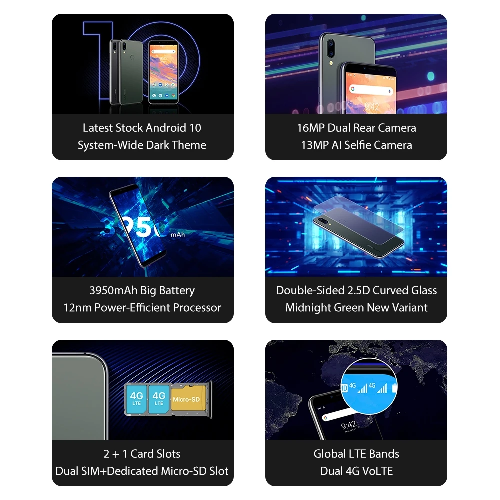 UMIDIGI A3S смартфон с 5 7 дюймовым дисплеем четырёхъядерным процессором MTK6761 ОЗУ 2 Гб
