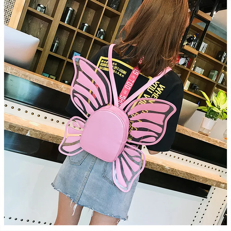 Модный рюкзак с прозрачной бабочкой, новая женская сумка с крыльями ангела, Модный Рюкзак Kawaii, прозрачный рюкзак Juventus