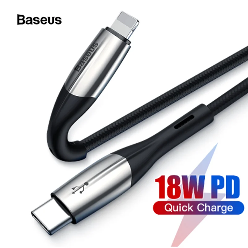 PD кабель Baseus 18 Вт USB C к Lightning-кабелю для iPhone 11 Pro зарядный типа передачи данных Macbook