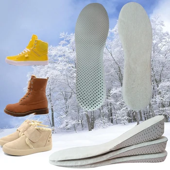 

1 Pair Height Increase Invisible Pads Keep Warm Winter Insole Artificial Wool Cushion Inserts Accessories Support Foot Care