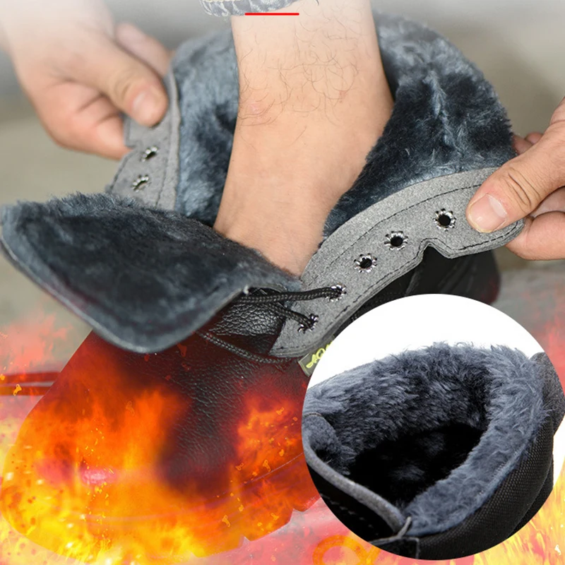 Zapatos de seguridad de cuero para hombre, botas de trabajo a prueba de perforaciones, zapatos de punta de acero, zapatos industriales de seguridad, botas de invierno indestructibles - Imagen 5