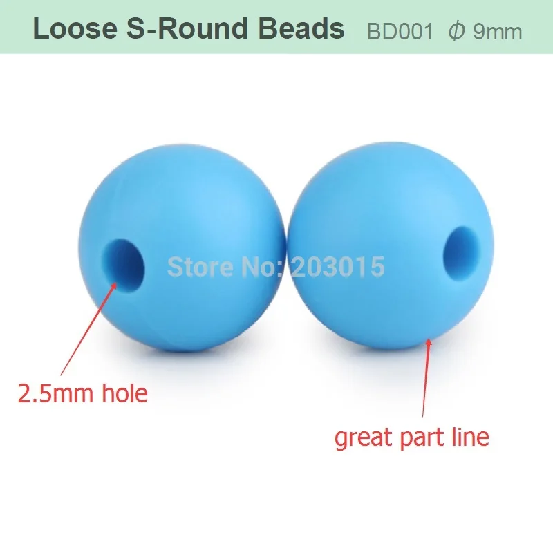 Chenkai 100pcs 9mm Silicone Teether Beads DIY Baby Chewing Pacifier Dummy Sensory Jewelry Toy Making Round Beads