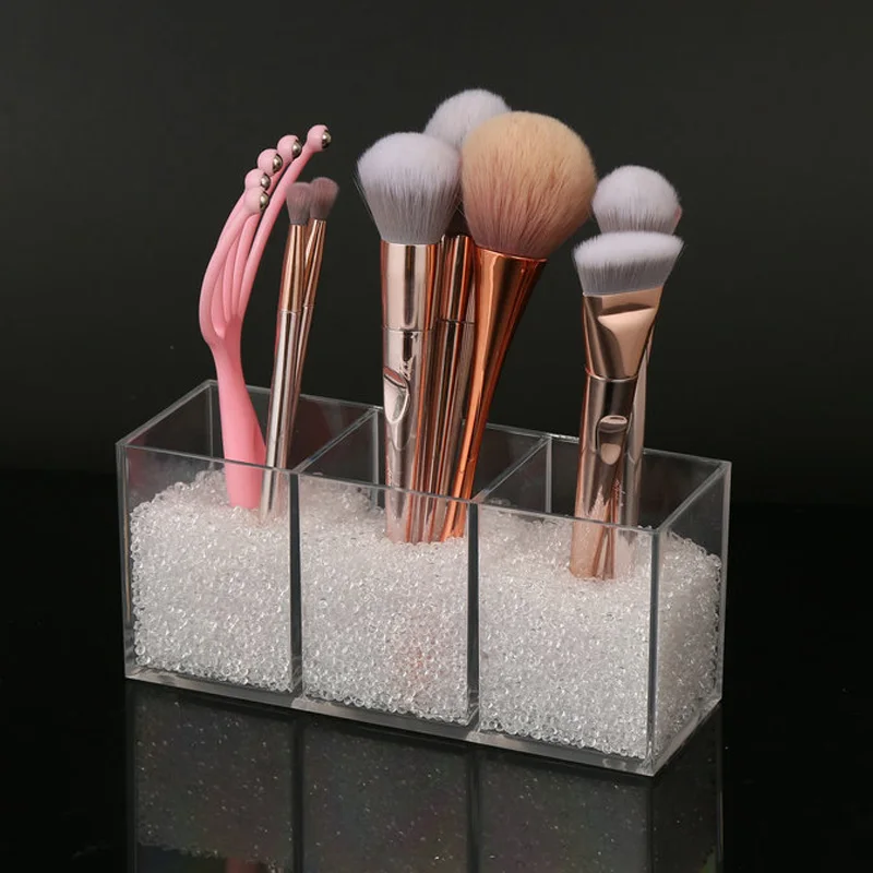 

Acrylic Makeup Brushes Organizer Box Enlarge 3 Slot Mascara Lipstick Stand Case Jewelry Box Cosmetic Holder Makeup Organizer Box