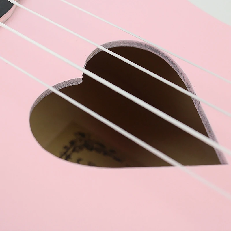 ABUO-Mcool Soprano Ukulele Pink 21 Inch 4 Strings Ukelele Cheap Hawaii Mini Guitar Heart-Shaped Tone Hole Basswood Wood