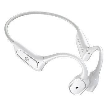 

Bluetooth 5.0 Bone Conduction Headset Smart Press Headphone with Mic IP55 Waterproof Headphones White