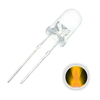

100PCS 5MM 20mA Transparent Round Top Yellow Emitting Diodes 2Pin LED Diode DIY Light Set DC2-2.2V Assortment Kit Bulbs
