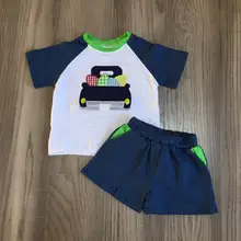 new arrivals Easter Summer baby boys navy truck eggs children clothes shorts set outfits boutique