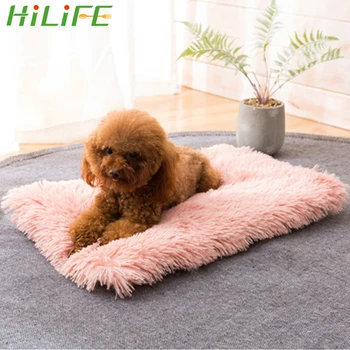 

HILIFE Puppy Cat Sleeping Bed Blanket Square Fluffy Long Plush Warm Soft Fleece Winter Dog Bed Mat Pet Cushion House