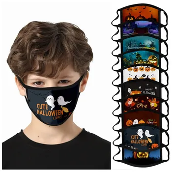 

1PC Unisex Children Printed Halloween Outdoor Mouth Breathable Cycling Mask Cloth Mouth Caps Mask Breathable masques
