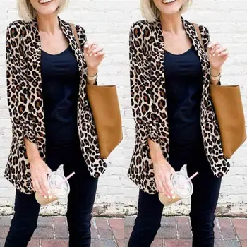 

NEW Women Fashion OL Long Sleeve Slim Fit Casual Leopard Elegant Office Blazer Suit Jacket Coat Outwear