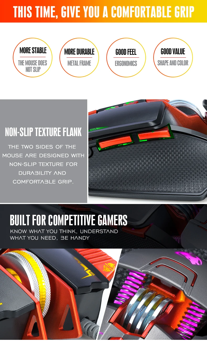 Professional Wired Gaming Mouse gamer 8 Button 3200 DPI LED Optical USB Computer Mouse Gamer Mice V9 Game Mouse Silent for PC
