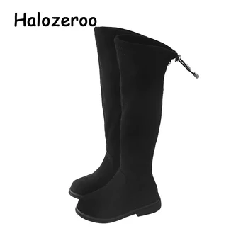 

New Autumn Kids High Boots Baby Girls Princess Boots Children Rhinestone Shoes Fashion Over the Knee Boots Brand Black Boots