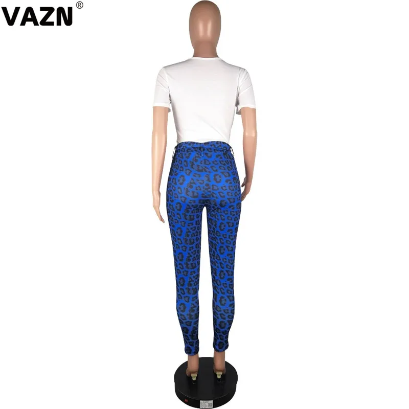 VAZN YY5079 Топ, дизайн, лето, повседневный стиль, 2 предмета, Женский комплект, Леопардовый принт, короткий рукав, спортивный, сексуальный, длинный комбинезон