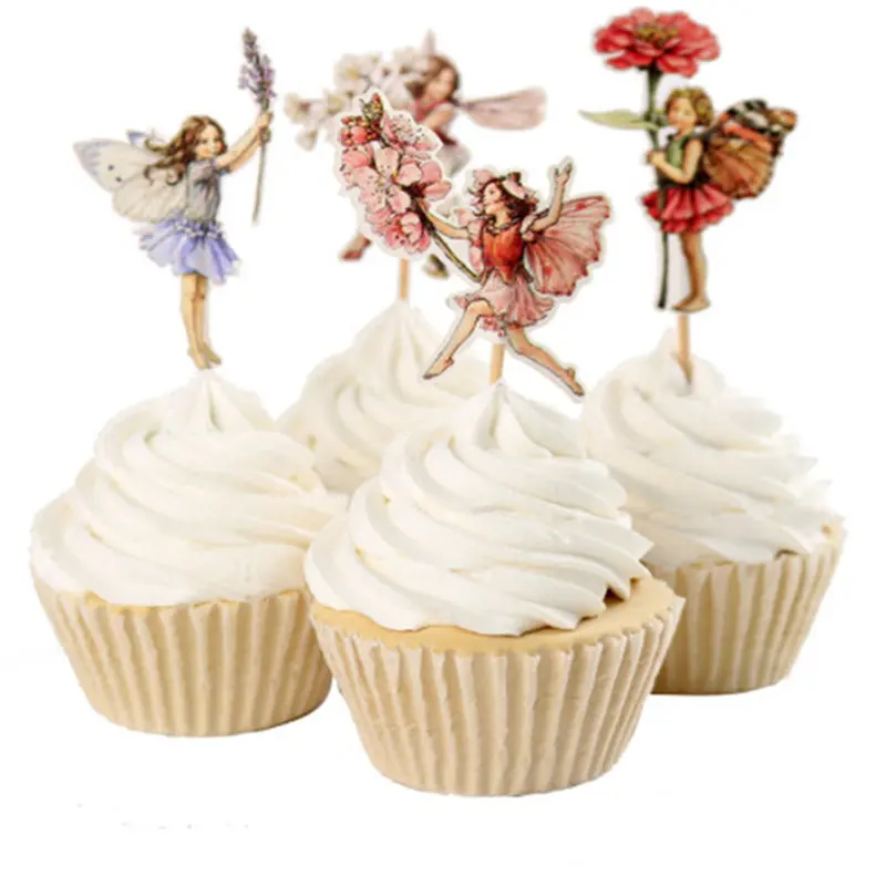 24Pcs Little Forest Fairy Cupcake Topper Cupcake Pick Kids Birthday Decoration