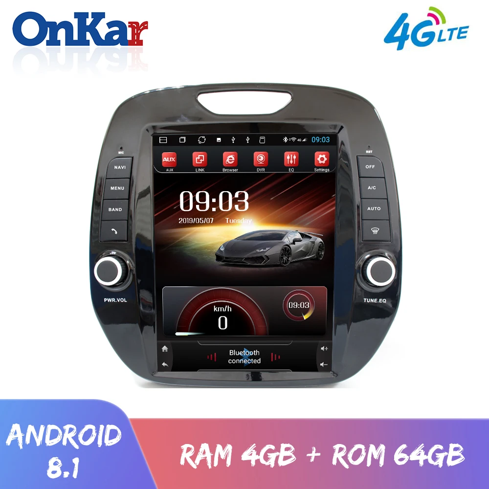 OnKar 10.4 Inch Tesla Screen Android 8.1 octa core Car Multimedia for Renault Captur 2013-2018 Auto Radio 4GB + 64GB 4G SIM Card |