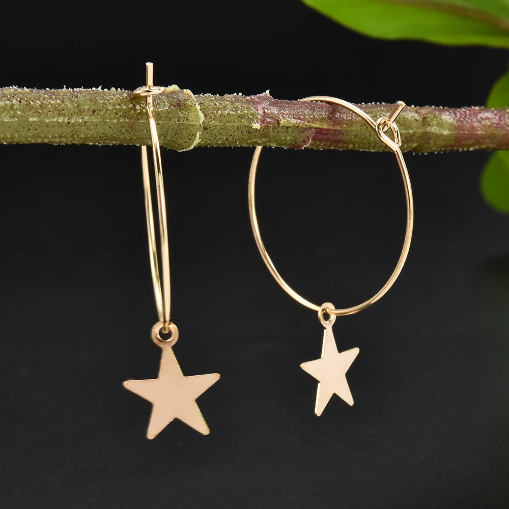 

Women Bohemia Simple Large Circle Star Hoop Dangle Earrings Boho Women Elegant Earring Jewelry