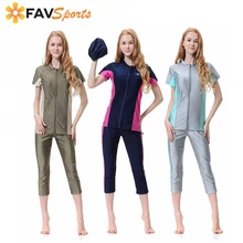 Мусульманский купальник размера плюс, Женский скромный купальник с коротким рукавом, ислам, хиджаб, ислам, Буркини, одежда для купания