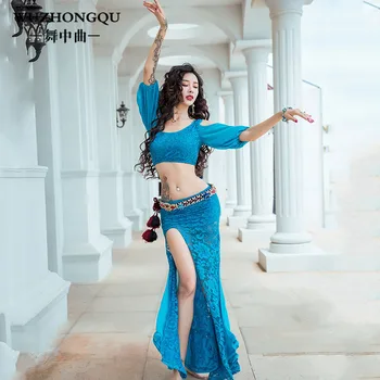 

Woman Belly Dance Practice Clothes New Skirt set Adult Oriental Indian Dancing Beginner Dancer Group Performance Wear WD02