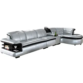 

Leather sofa simple modern sitting room combination storage function backrest L-shaped Genuine leather Sofa