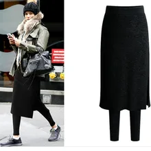 

Womens Vintage 2 Pcs Warm Fleece Long Skirt Leggings Slim-Fit Oversized Thin Hip Dress Pant Sets Spring Winter Solid Color Suits