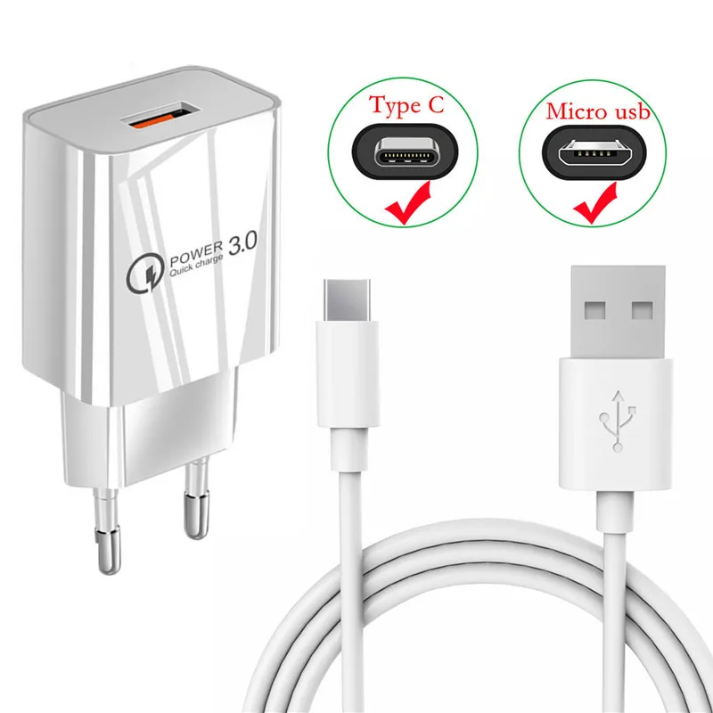 USB-адаптер для быстрой зарядки 3 А Type-C Micro телефонный кабель Huawei P30 P Smart Z Honor 20 9X 9S Asus