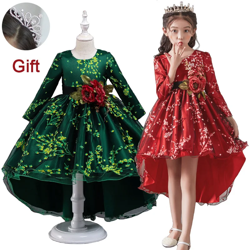

Flower Girl Dress 4 6 8 10 12 Years Old Children's Lace Embroidery Girls Princess Party Dress Summer Baby Tutu Gown Clothing