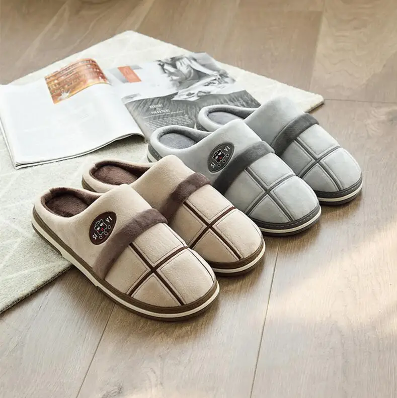 Г.; Лидер продаж; мужские тапочки; зимние меховые толстые плюшевые домашние тапочки на плоской подошве; теплая Домашняя обувь; Нескользящие тапочки