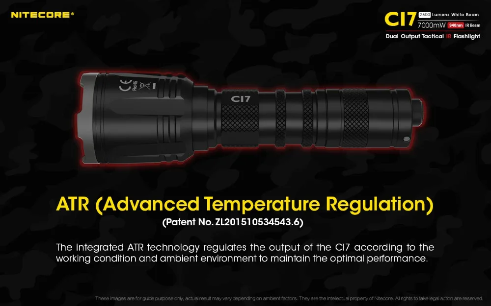 Nitecore CI7 двойной выход Тактический ИК-фонарик CREE XP-G3 S3 2500 лм+ SST-10-IR светодиодный фонарик 18650 Аккумулятор для полиции