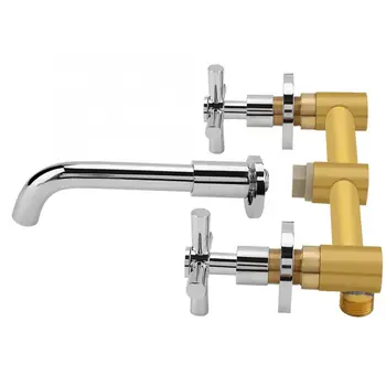

Brass Basin Hot and Cold mixing Tap Bathroom Sink Faucet Mount on Wall Brass Basin Tap