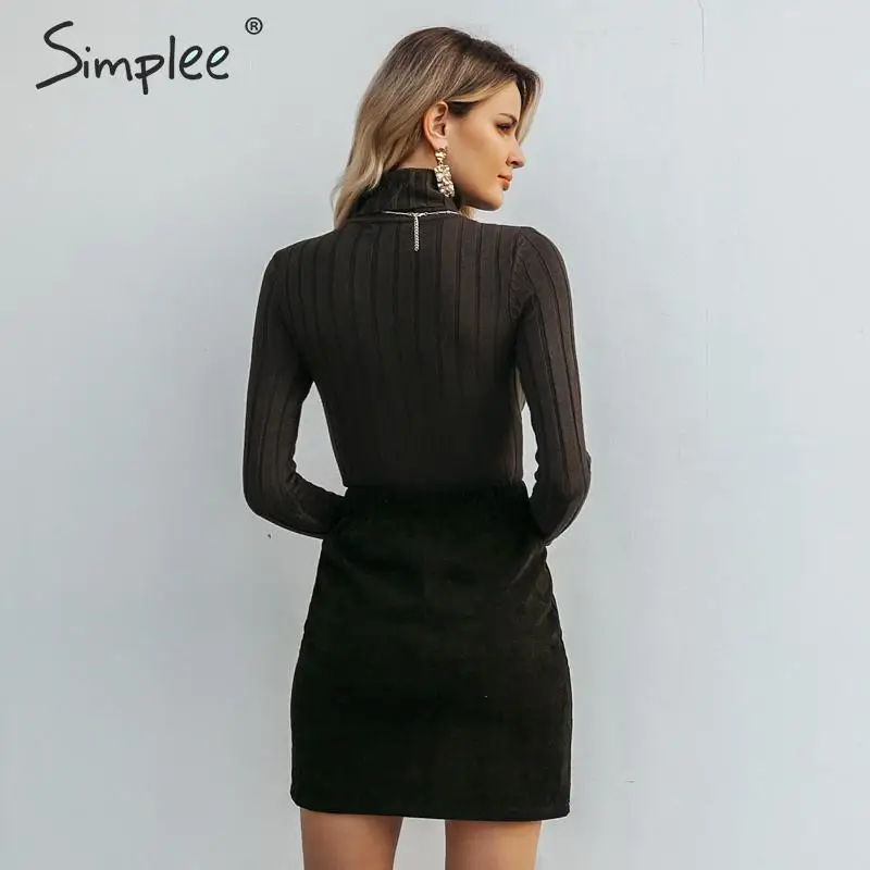 Simplee винтажная юбка с высокой талией, Женская юбка-карандаш Boho, Вельветовая Зимняя юбка, Женская Осенняя Сексуальная черная мини-юбка с вышивкой