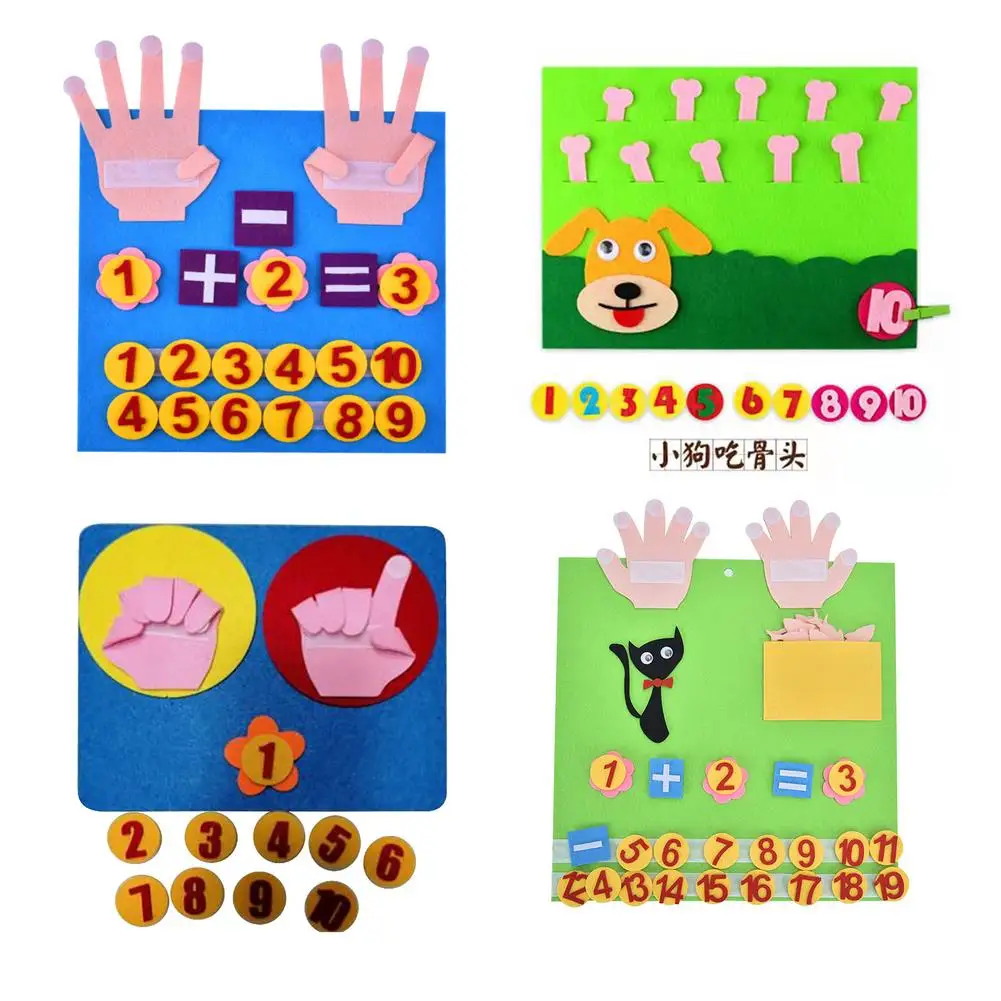 

1 Set Montessori Handmade Felt Finger Math Teaching Aids Children DIY Non-woven Add And Subtract Arithmetic Early Learning Toys