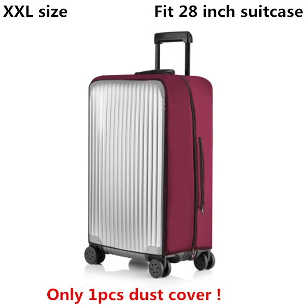DIHFXX ПВХ прозрачный защитный чехол от пыли для багажа эластичный водонепроницаемый чехол на колесиках Чехлы против дождя аксессуары для чемоданов - Цвет: XXL size wine red