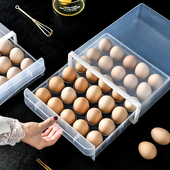 

30/60 Grid Large Capacity Egg Holder for Refrigerator Household Egg Fresh Storage Box for Fridge Egg Storage Container J
