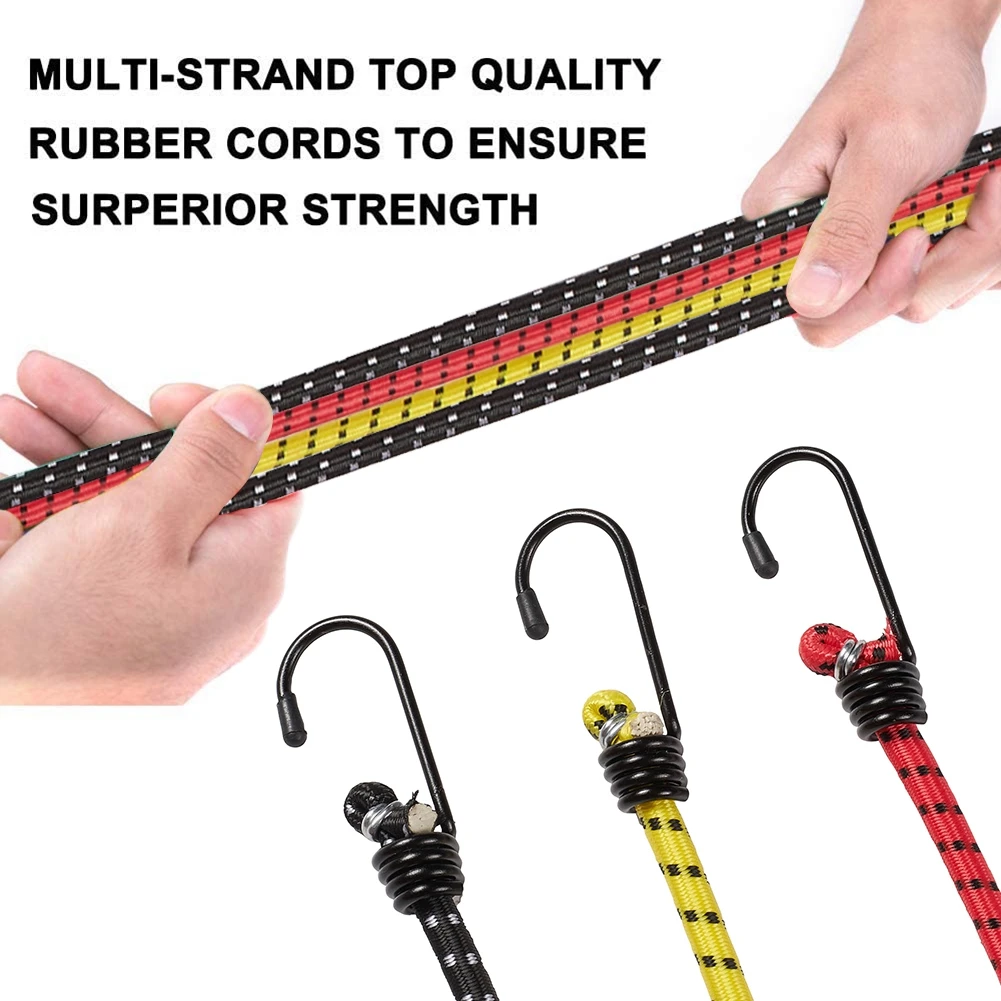 Lot De 6 Sangles élastiques Avec Crochets - Pour Attacher Bagages, Vélo, Coffre De Voiture