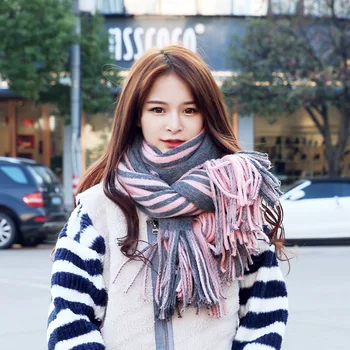 

Women Solid Color Cashmere Scarves with Tassel Autumn New Soft Warm Lady Girls Wraps Thin Long Scarf Female Shawl
