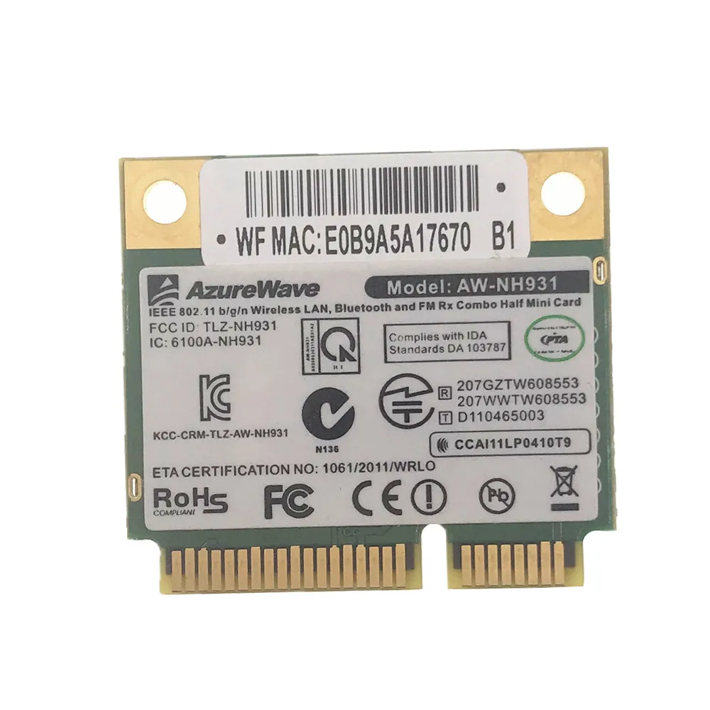Беспроводная комбинированная карта Azurewave AT105-T108 с поддержкой Bluetooth для Toshiba Fi AW-NH931