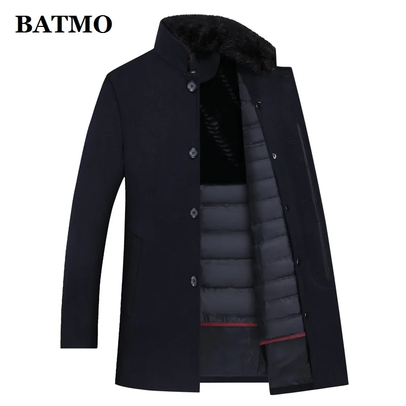 BATMO Новое поступление зима 90% белый утиный пух Подкладка толстое шерстяное пальто мужские, мужские шерстяные куртки, мужское шерстяное теплое пальто 8866