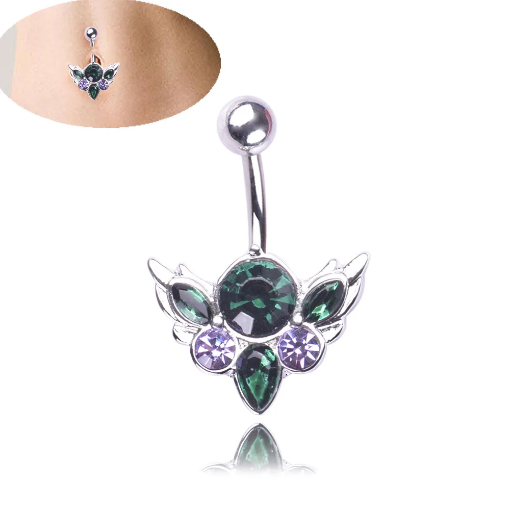 Puncture Accessories Diamond Back As If Bat Navel Ring Trend Medical Defence Allergy Buckle |