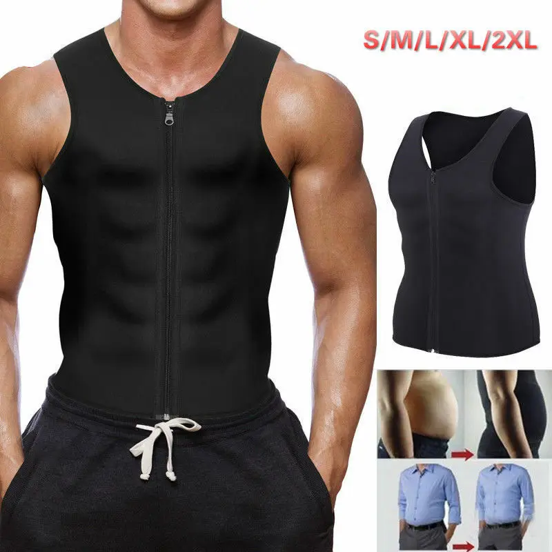

Men Waist Trainer Vest for Weight Loss Neoprene Corset Body Shaper Zipper Sauna Tank Top Workout Shirt Abdomen Control M-2XL